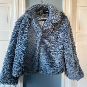 Blue faux fur coat